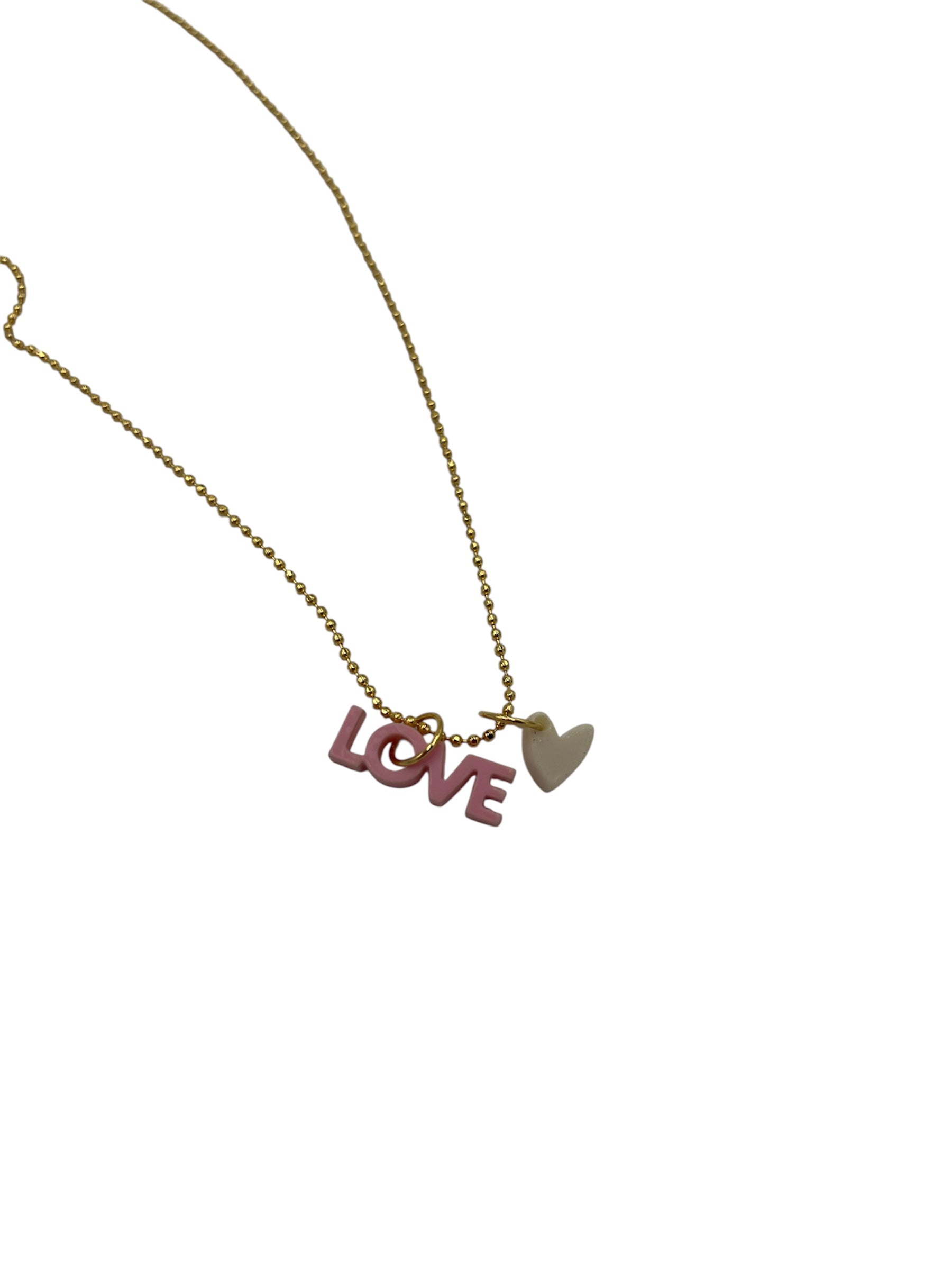 hejstudio Kette • hejLOVE Creme Herz Neonpink